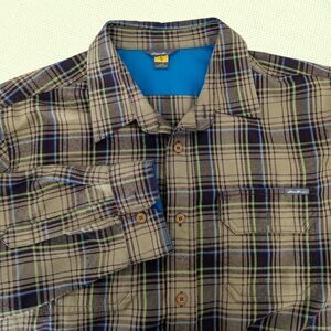 Eddie Bauer Travex CHAMOIS Flannel Shirt Mens L‎ Plaid Gorpcore Hiking Outdoor